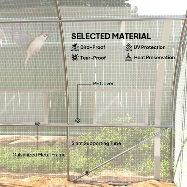 Outsunny 4x3x2m Polytunnel Greenhouse with Steel Frame, Vented Door & Reinforced Cover for Garden Growing, White Aosom UK