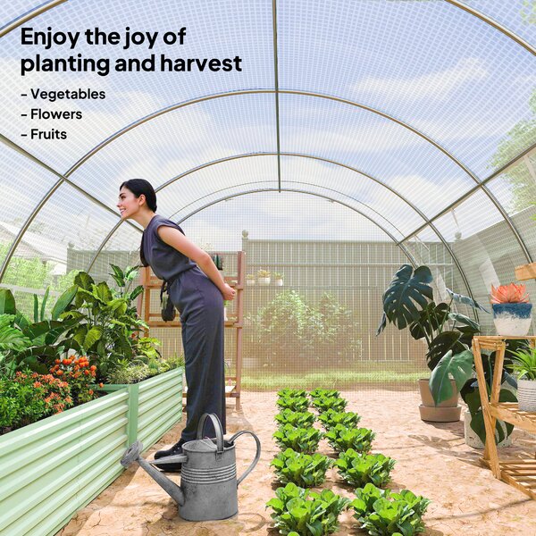 Outsunny 4x3x2m Polytunnel Greenhouse with Steel Frame, Vented Door & Reinforced Cover for Garden Growing, White Aosom UK