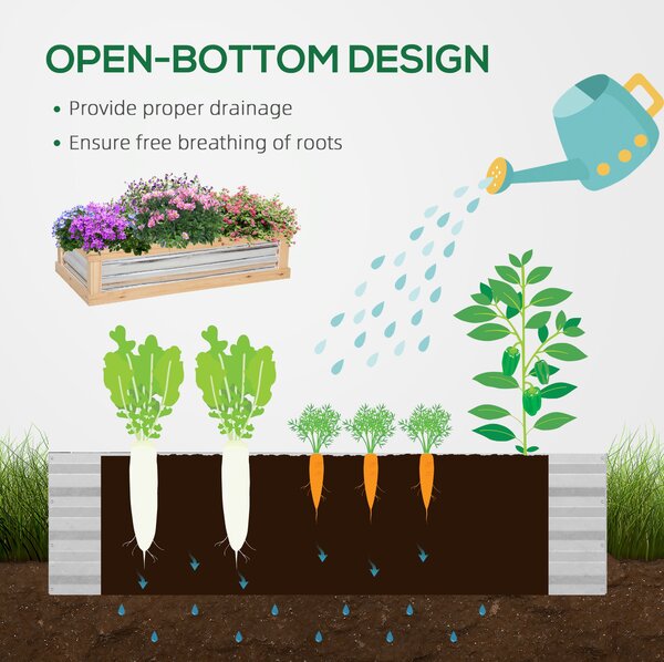 Outsunny Raised Garden Bed with Greenhouse Top, Garden Wooden Cold Frame Greenhouse Flower Planter Protection, 122x 61 x 81.7cm, Natural Aosom UK