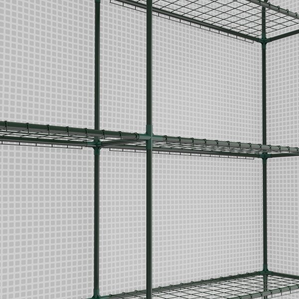 Outsunny Walking Greenhouse with 4 Tier 24 Shelves, Portable Poly Tunnel with Roll-up Zipped Door, 2.5 x 1.8 x 2 m, White Aosom UK