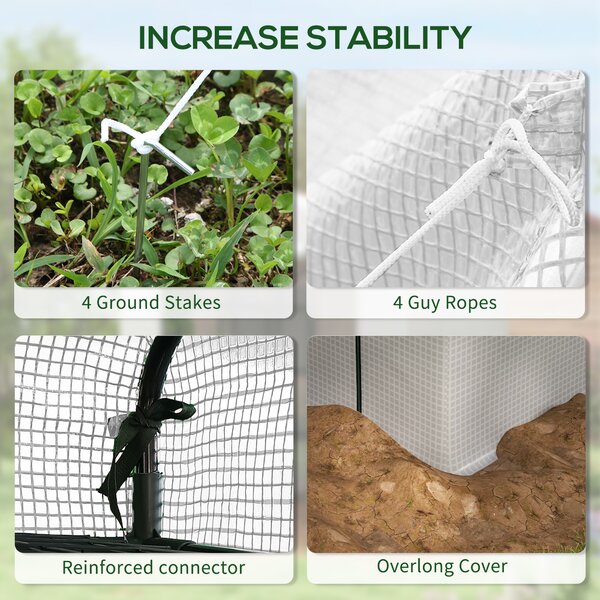 Outsunny Walking Greenhouse with 4 Tier 24 Shelves, Portable Poly Tunnel with Roll-up Zipped Door, 2.5 x 1.8 x 2 m, White Aosom UK