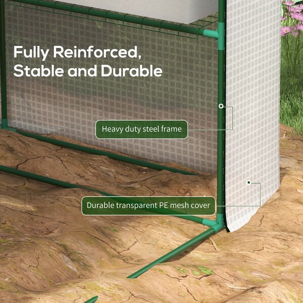 Outsunny Walking Greenhouse with 4 Tier 24 Shelves, Portable Poly Tunnel with Roll-up Zipped Door, 2.5 x 1.8 x 2 m, White Aosom UK