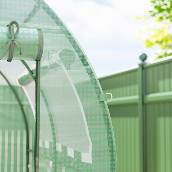 Outsunny Walk in Polytunnel, Windproof Green House for Garden with Roll-up Window and Door, 1.8 x 1.8 x 2 m, Green Aosom UK
