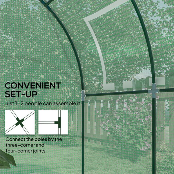 Outsunny Walk in Polytunnel, Windproof Green House for Garden with Roll-up Window and Door, 1.8 x 1.8 x 2 m, Green Aosom UK