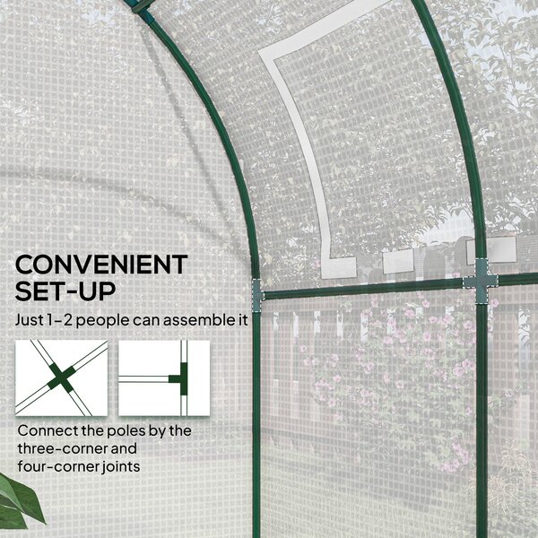 Outsunny Walk in Polytunnel Greenhouse, Green House for Garden with Roll-up Window and Door, 1.8 x 1.8 x 2 m, White Aosom UK
