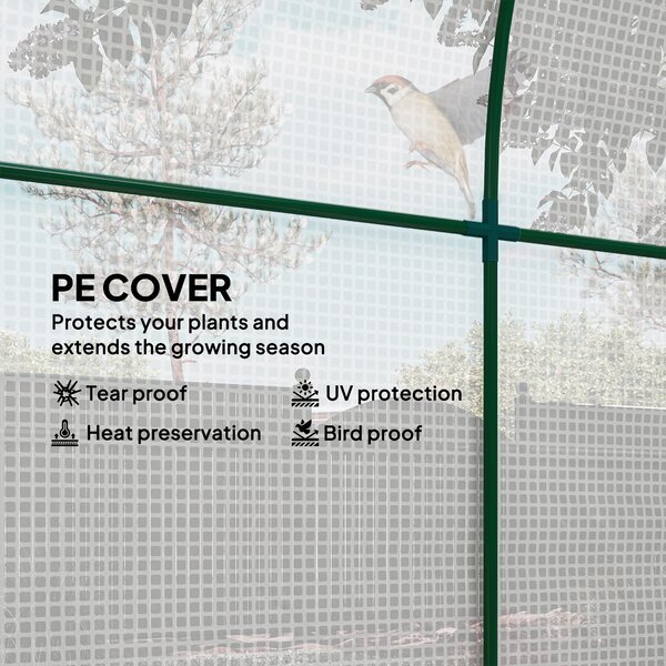 Outsunny Walk in Polytunnel Greenhouse, Green House for Garden with Roll-up Window and Door, 1.8 x 1.8 x 2 m, White Aosom UK