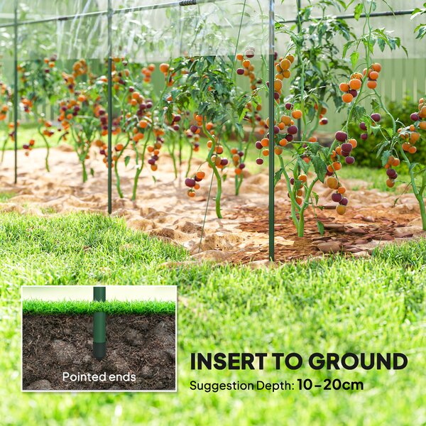 Outsunny Tunnel Tomato Greenhouse with 4 Hoops and Top Tap, Pointed Bottom and Guy Ropes, Clear Aosom UK
