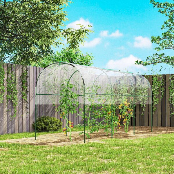 Outsunny Tunnel Tomato Greenhouse with 4 Hoops and Top Tap, Pointed Bottom and Guy Ropes, Clear Aosom UK