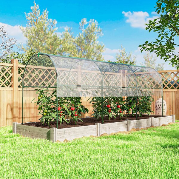 Outsunny Tunnel Tomato Greenhouse with 4 Hoops and Top Tap, Pointed Bottom and Guy Ropes, Clear Aosom UK