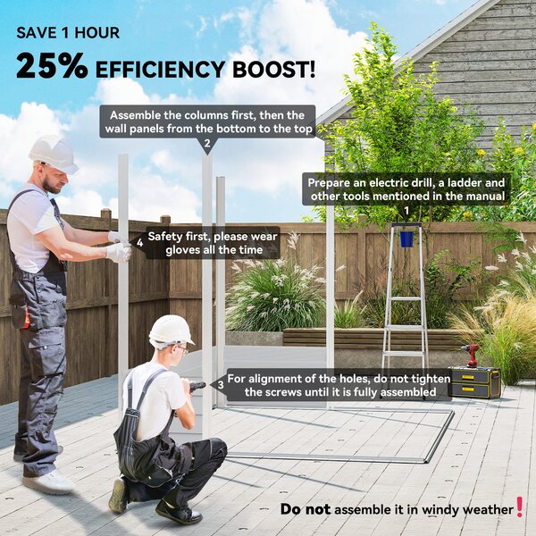 Outsunny 9 x 6ft Galvanised Steel Shed, Outdoor Storage Shed with Lockable Door and Sloped Roof for Backyard, Outdoor, White Aosom UK