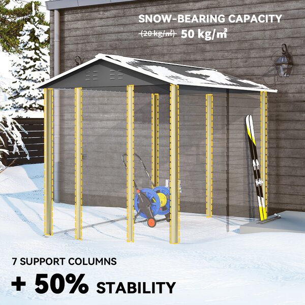 Outsunny 9 x 6ft Outdoor Shed, Heavy-Duty All-Weather Galvanised Shed with Lockable Door & Sloped Roof, Dark Grey Aosom UK