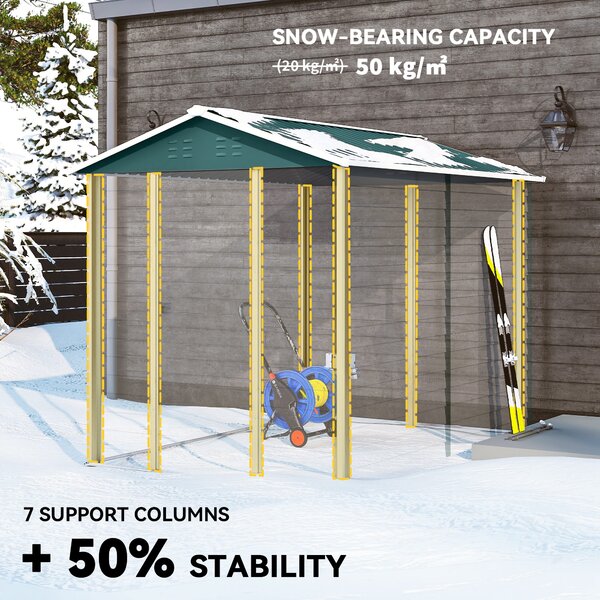 Outsunny 9 x 6ft Galvanised Steel Shed, Outdoor Storage Shed with Lockable Door and Sloped Roof for Backyard, Outdoor, White Aosom UK
