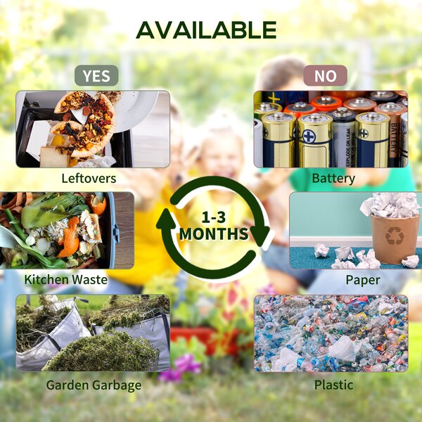 Outsunny 65L Garden Compost Bin, Single Chamber Rotating Composter, Compost Maker with 48 Ventilation Openings and Steel Legs Aosom UK