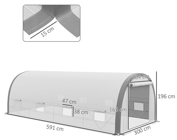 Outsunny Greenhouse for Seedlings Polytunnel with 15 Plant Labels, White Aosom UK
