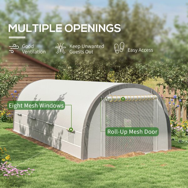 Outsunny Greenhouse for Seedlings Polytunnel with 15 Plant Labels, White Aosom UK