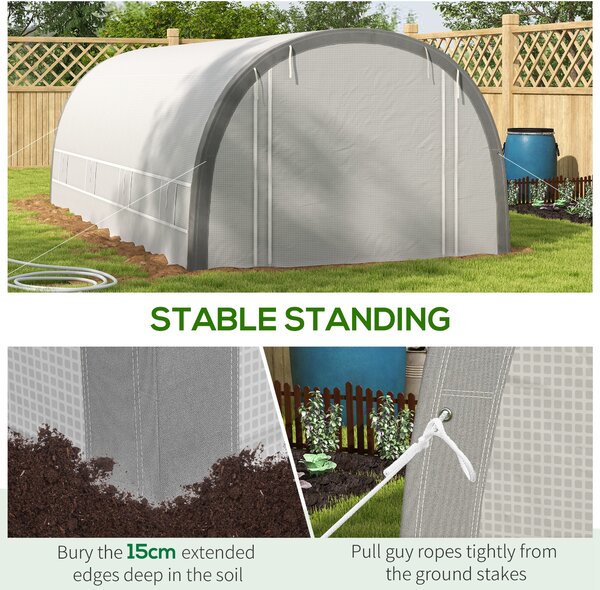 Outsunny Greenhouse for Seedlings Polytunnel with 15 Plant Labels, White Aosom UK