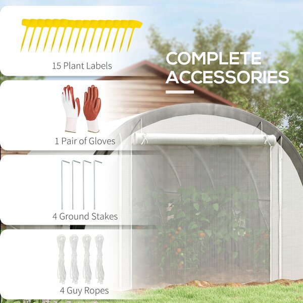 Outsunny Greenhouse for Seedlings Polytunnel with 15 Plant Labels, White Aosom UK