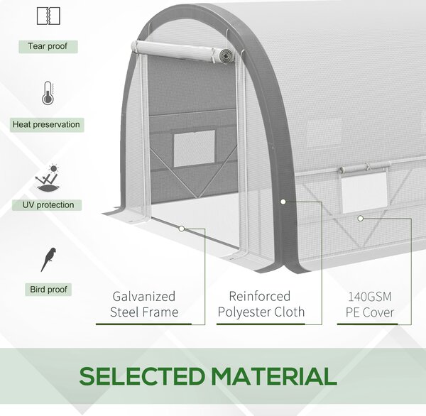 Outsunny Greenhouse for Seedlings Polytunnel with 15 Plant Labels, White Aosom UK