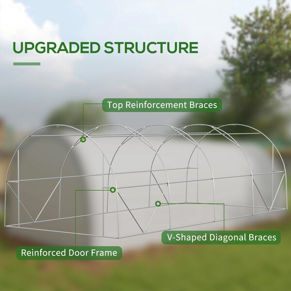 Outsunny Greenhouse for Seedlings Polytunnel with 15 Plant Labels, White Aosom UK