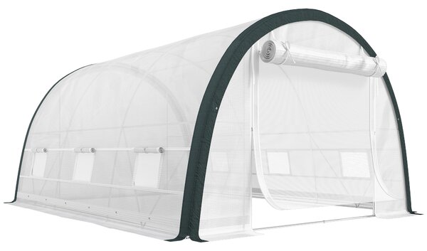 Outsunny 4 x 3(m) Walk-In Tunnel Greenhouse, with Accessories - White