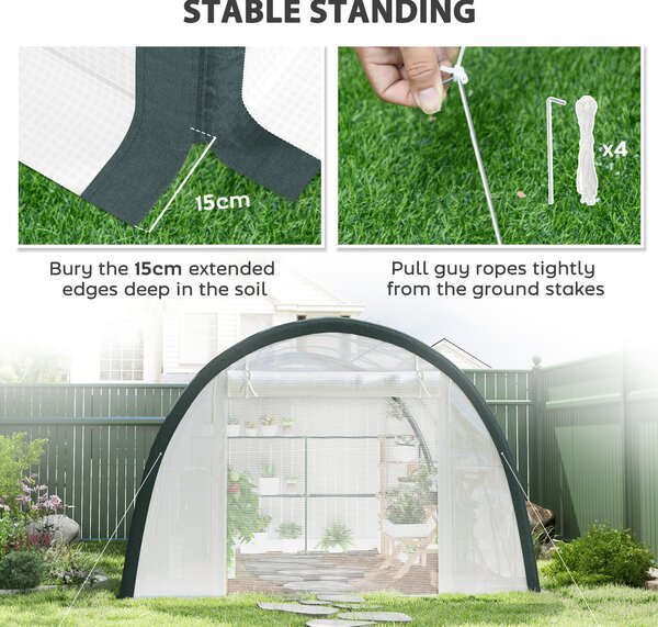 Outsunny 4 x 3(m) Walk-In Tunnel Greenhouse, with Accessories - White