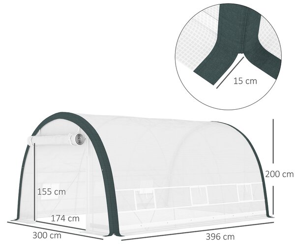 Outsunny 4 x 3(m) Walk-In Tunnel Greenhouse, with Accessories - White