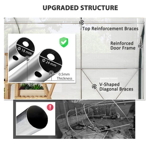 Outsunny 4 x 3(m) Walk-In Tunnel Greenhouse, with Accessories - White