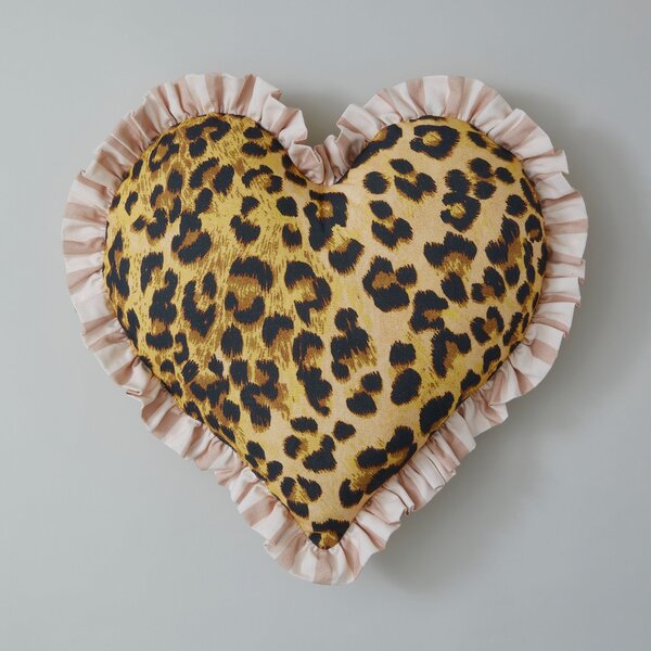 Heart Shaped Leopard Frill Cushion