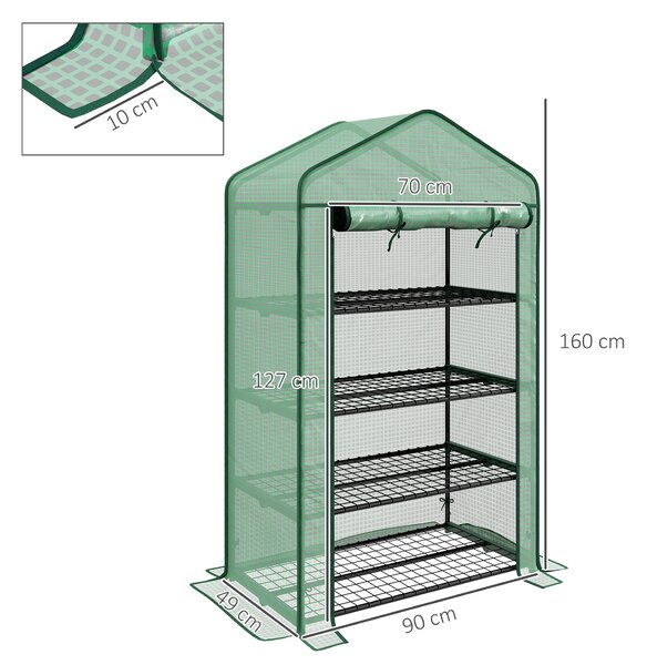Outsunny Four-Tier Mini Greenhouse, with Reinforced Plastic Cover