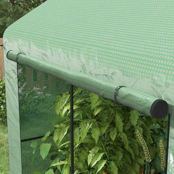 Outsunny Greenhouse, Walk-in Garden Grow House with Roll-up Door and Mesh Windows, 200 x 140 x 200cm, Green Aosom UK
