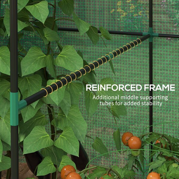 Outsunny Greenhouse, Walk-in Garden Grow House with Roll-up Door and Mesh Windows, 200 x 140 x 200cm, Green Aosom UK