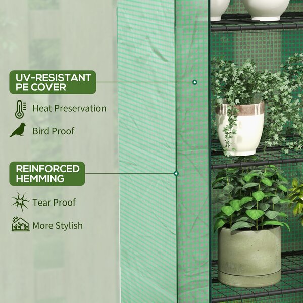 Outsunny Portable Mini Greenhouse: 4 Tier with PE Reinforced Cover and Roll-up Door, Green, 170H x 120W x 50Dcm Aosom UK