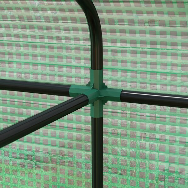 Outsunny Greenhouse, Walk-in Garden Grow House with Roll-up Door and Mesh Windows, 200 x 140 x 200cm, Green Aosom UK