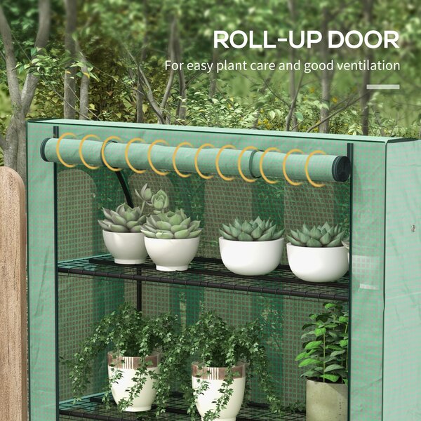 Outsunny Portable Mini Greenhouse: 4 Tier with PE Reinforced Cover and Roll-up Door, Green, 170H x 120W x 50Dcm Aosom UK