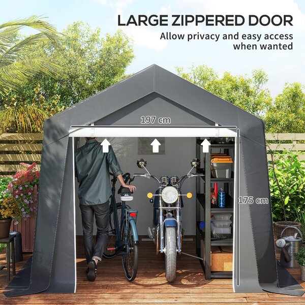 Outsunny 3 x 3(m) Waterproof Portable Shed, Garden Storage Tent with Ventilation Window, for Bike, Motorbike, Garden Tools