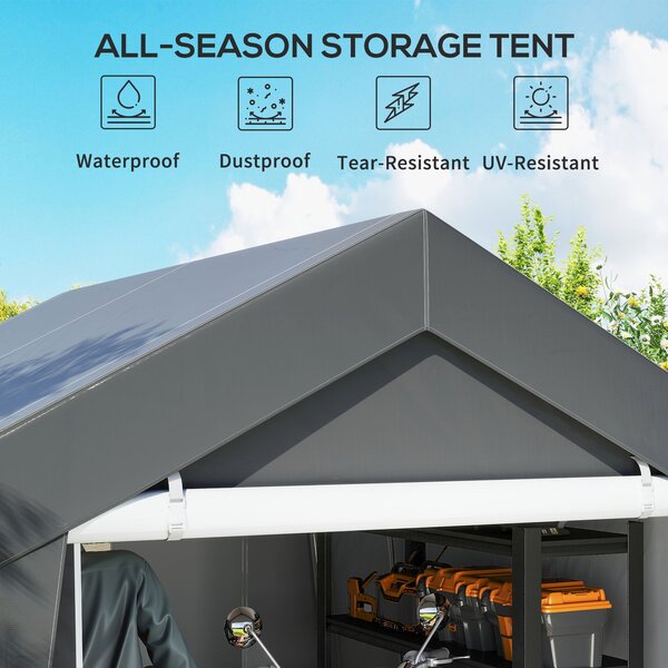 Outsunny 3 x 3(m) Waterproof Portable Shed, Garden Storage Tent with Ventilation Window, for Bike, Motorbike, Garden Tools