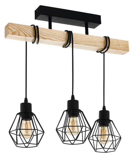 EGLO Townshend 5 3-Light Industrial Semi Flush Ceiling Light