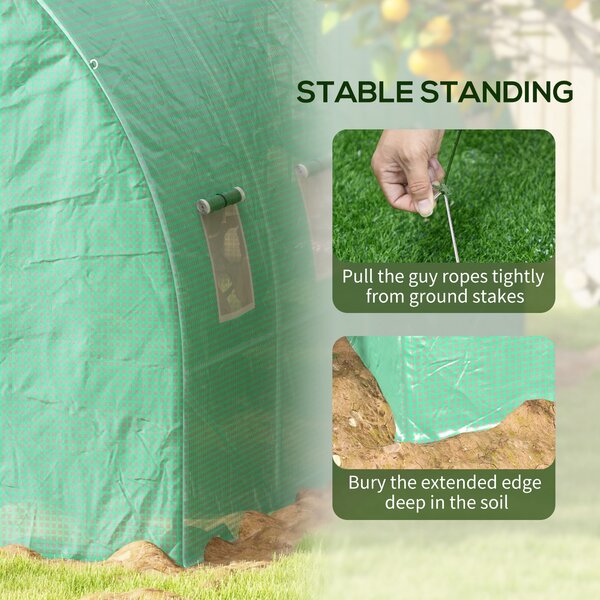Outsunny Greenhouse, Polytunnel with Sprinkler System, 3 x 2m, Sturdy Frame, Green Aosom UK