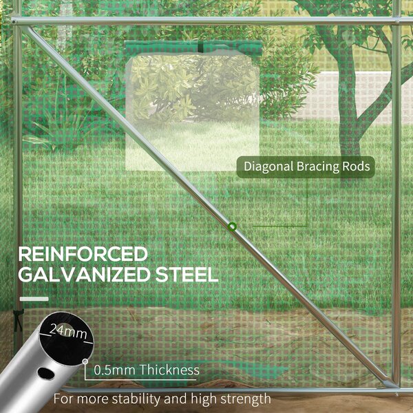 Outsunny Greenhouse, Polytunnel with Sprinkler System, 3 x 2m, Sturdy Frame, Green Aosom UK
