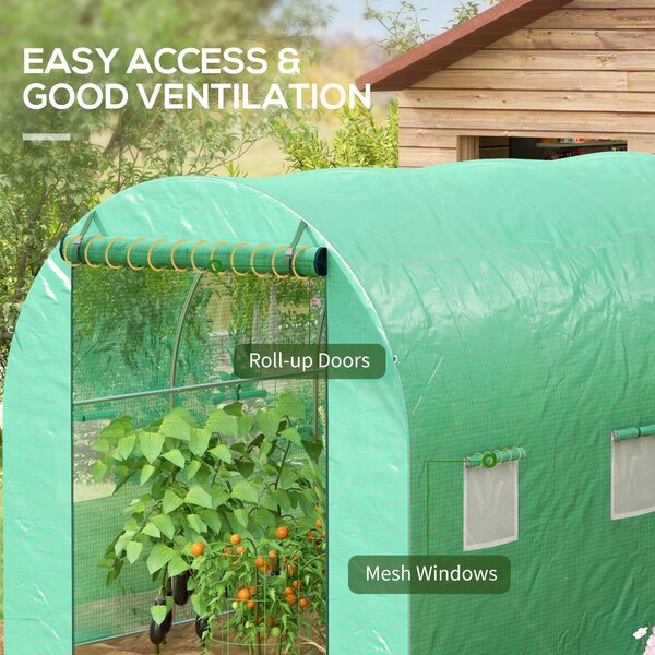 Outsunny Greenhouse, Polytunnel with Sprinkler System, 3 x 2m, Sturdy Frame, Green Aosom UK