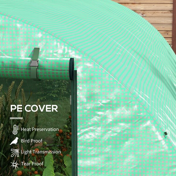 Outsunny Greenhouse, Polytunnel with Sprinkler System, 3 x 2m, Sturdy Frame, Green Aosom UK
