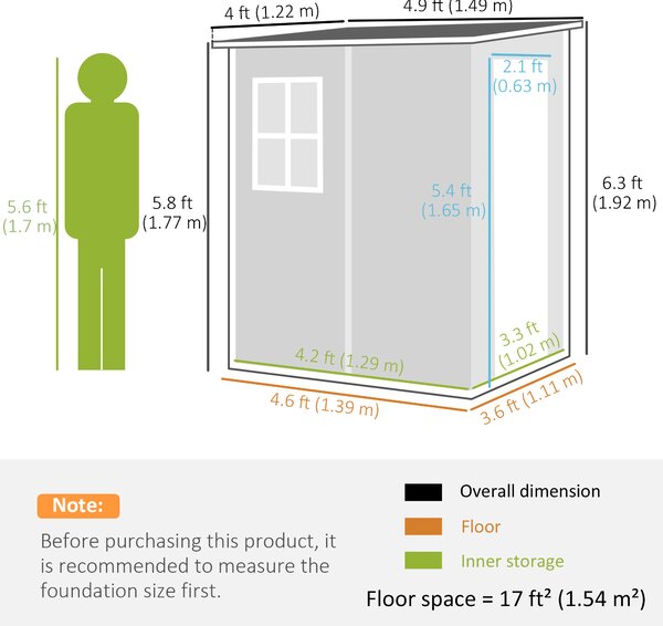 Outsunny 4 x 5ft Lean-To Shed, All-Weather Storage with Windows, Lockable Door, Built-in Vent & Plastic Roof, Grey Aosom UK