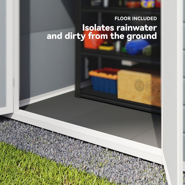 Outsunny 6 x 4.5ft Outdoor Storage Shed for Small Terraced Gardens, with Vent, Plastic Roof and Lockable Doors, Low Maintenance, Grey Aosom UK