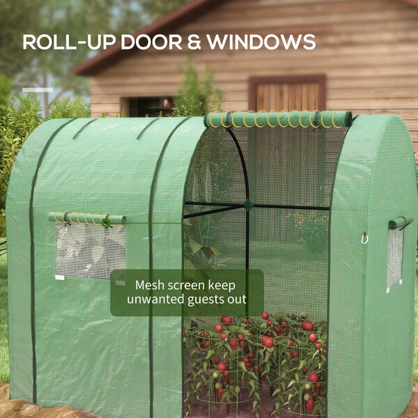 Outsunny Tomato Greenhouse, Garden Growhouse w/ 2 Roll-up Doors and 4 Mesh Windows, Portable Green House, 185 x 94 x 150cm, Green Aosom UK