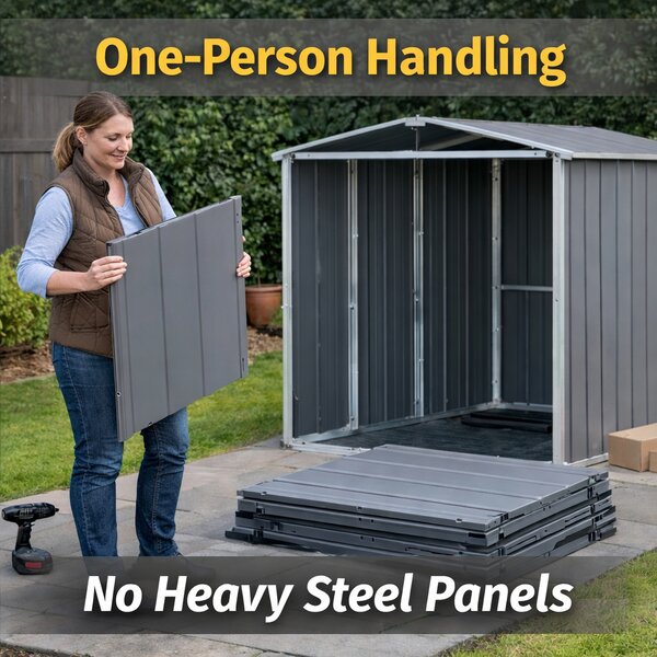 Outsunny 6 x 4.5ft Outdoor Storage Shed for Small Terraced Gardens, with Vent, Plastic Roof and Lockable Doors, Low Maintenance, Grey Aosom UK