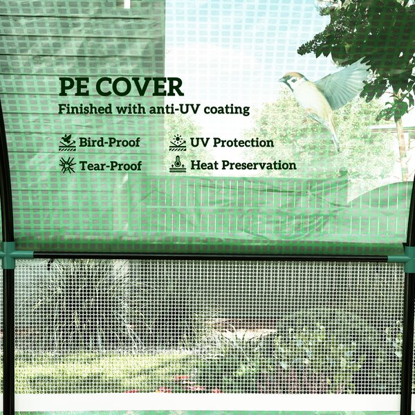 Outsunny 300 x 300cm Walk-In Polytunnel Greenhouse - Green