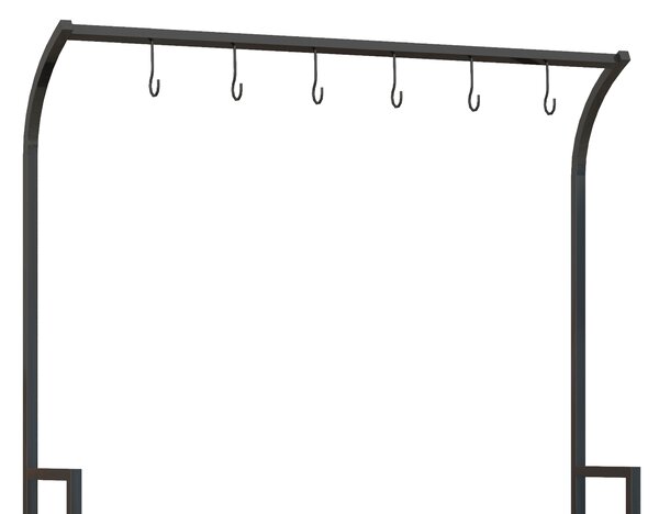 Outsunny 3 Tiered Plant Rack with Hanging Hooks, Tall Plant Stand for Indoor Outdoor Porch Balcony Use, Black