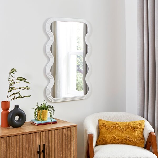 Ribbed Wavy Overmantel Wall Mirror