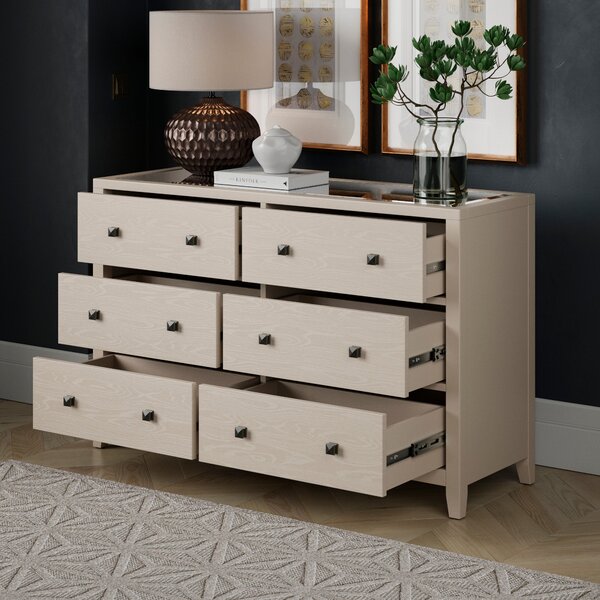 Malone Wide 6 Drawer Chest Of Drawers, Warm Grey