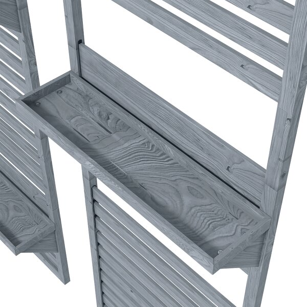 Outsunny Wall Mounted Plant Stands Set of 2, Fir Wood Flower Stand with Shelves and Slatted Trellis for Patio, Balcony, Porch Aosom UK